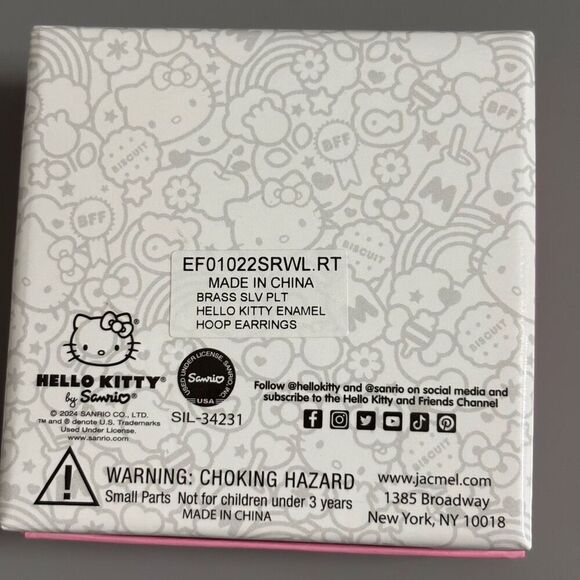 Hello kitty silver plated hoop earrings red white new - Picture 3 of 10